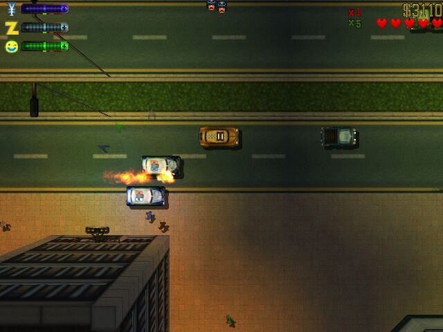 Grand Theft Auto 2 (Windows) screenshot: I am police and my hot!