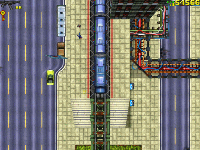 Grand Theft Auto (Windows) screenshot: Besides using a car, you can also travel by train