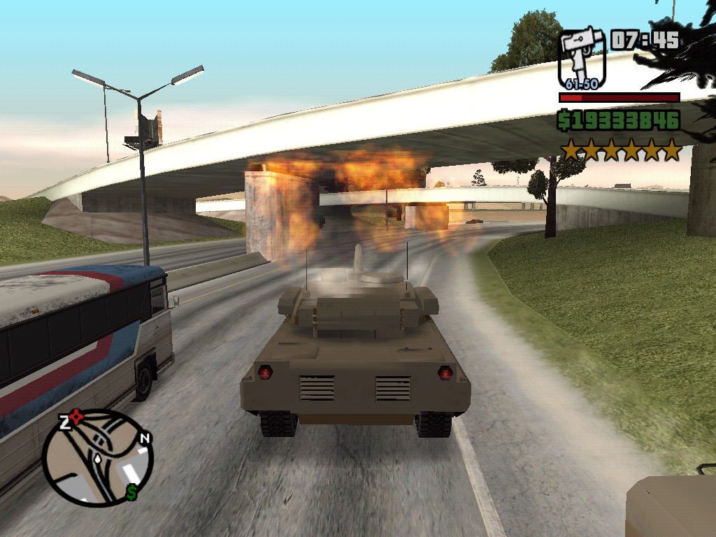Grand Theft Auto: San Andreas (Windows) screenshot: In a tank.