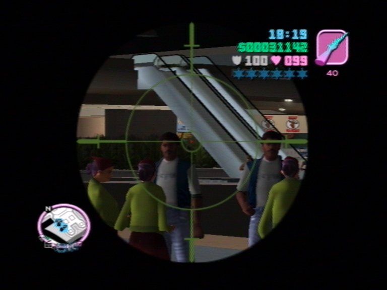 Grand Theft Auto: Vice City (PlayStation 2) screenshot: Sniper Rifle makes a come-back.