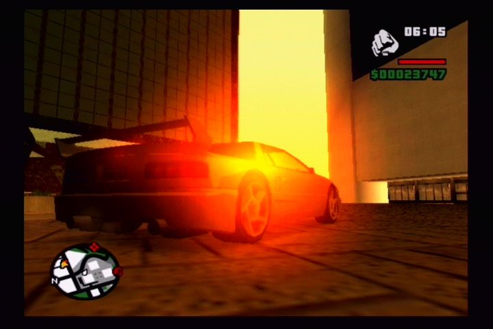 Grand Theft Auto: San Andreas (PlayStation 2) screenshot: Morning sun