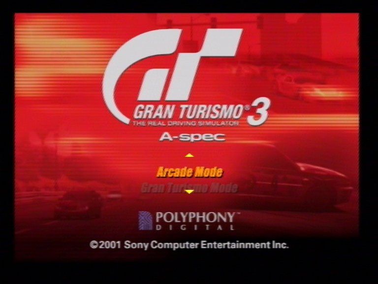 Gran Turismo 3: A-spec (PlayStation 2) screenshot: Title Screen
