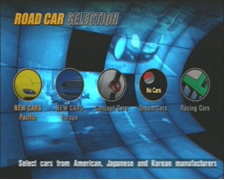 Gran Turismo Concept: 2002 Tokyo-Geneva (PlayStation 2) screenshot: Road Car Selection Screen