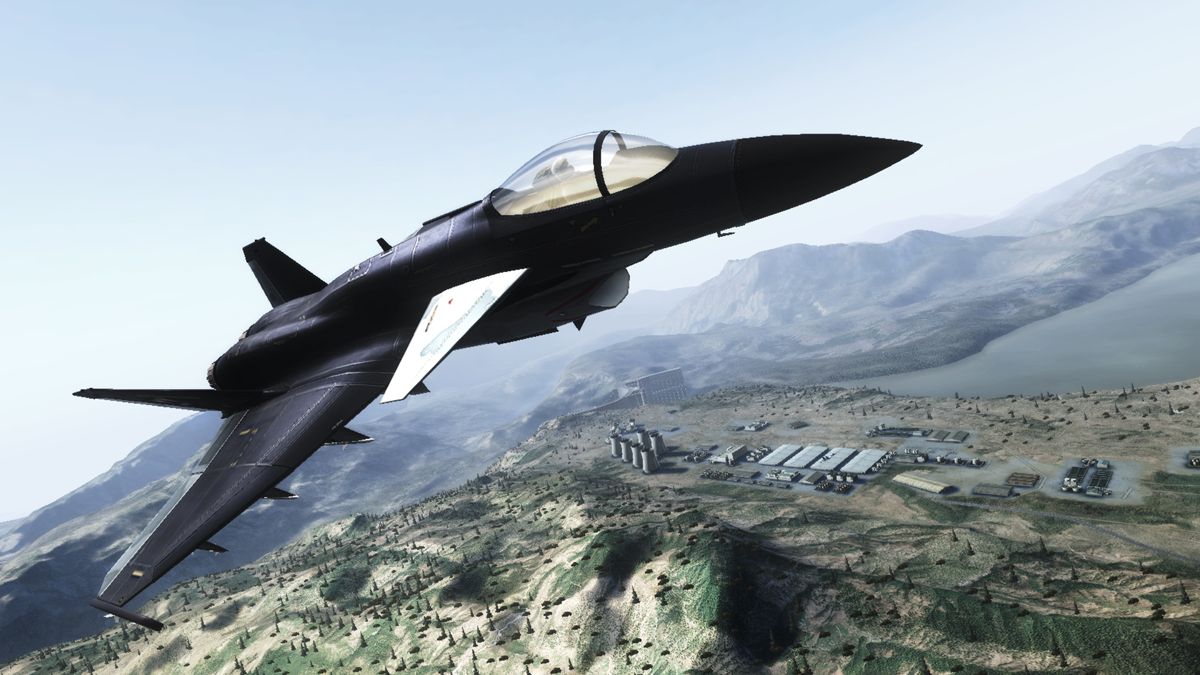 JASF: Jane's Advanced Strike Fighters (Xbox 360) screenshot: P-10 Tiger Claw sorties above nuclear power plant