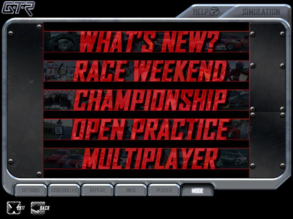 GTR: FIA GT Racing Game (Windows) screenshot: Menu screen