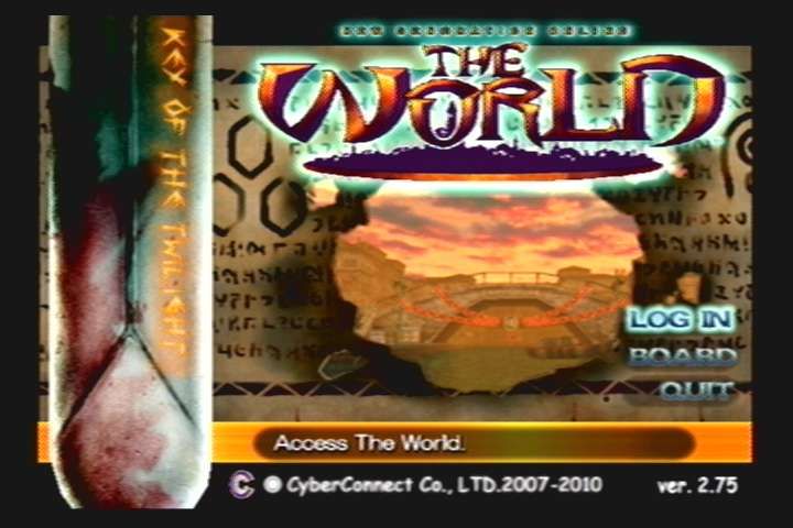.hack//Infection: Part 1 (PlayStation 2) screenshot: "The World" login Screen