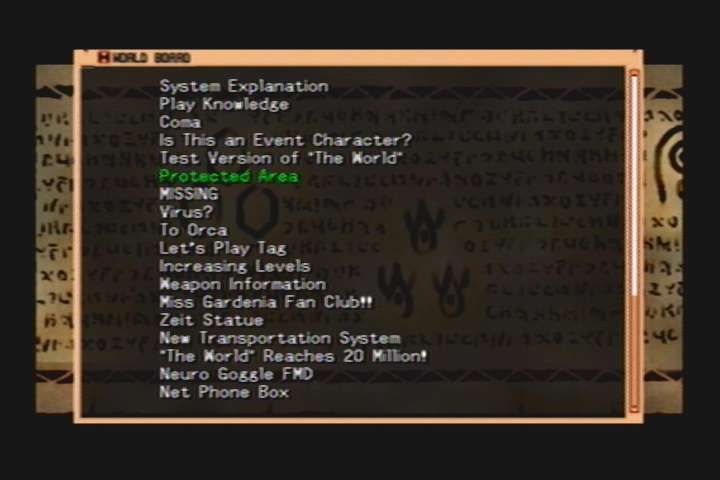 .hack//Infection: Part 1 (PlayStation 2) screenshot: The Message Board