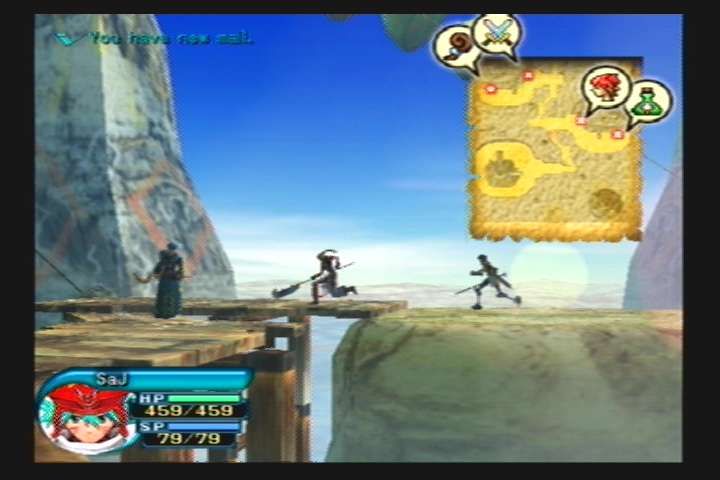 .hack//Infection: Part 1 (PlayStation 2) screenshot: Some Players in a Dun Loireag, Root Town in the Clouds