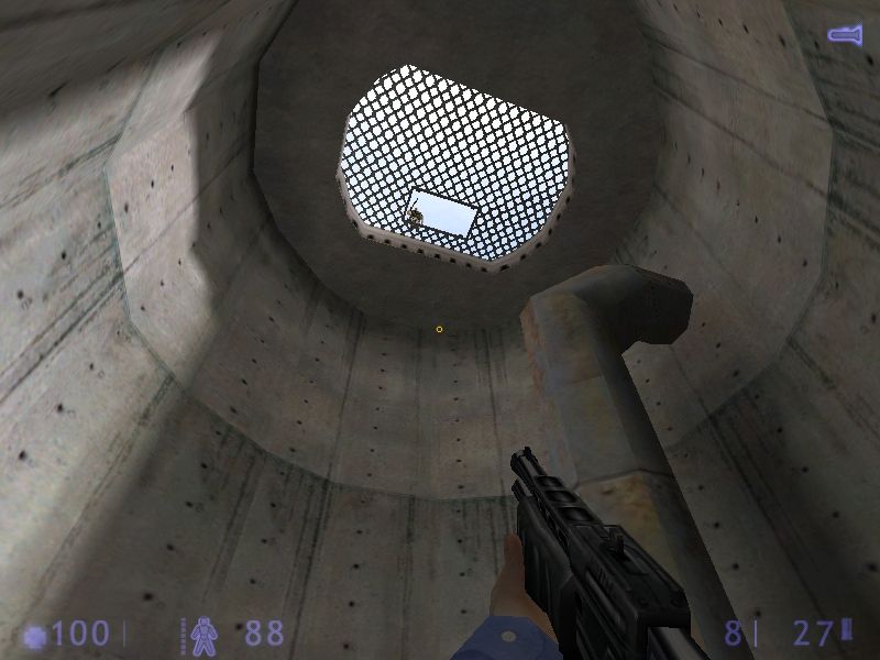 Half-Life: Blue Shift (Windows) screenshot: I saw you, you son of a... soldier! You just threw my pal down there! Now it's my turn.