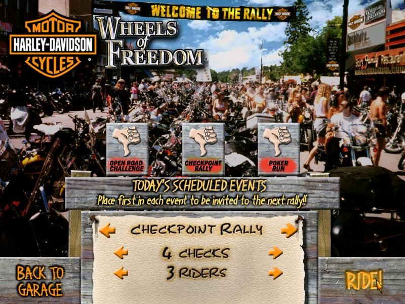 Harley-Davidson: Wheels of Freedom (Windows) screenshot: CheckPoint Rally