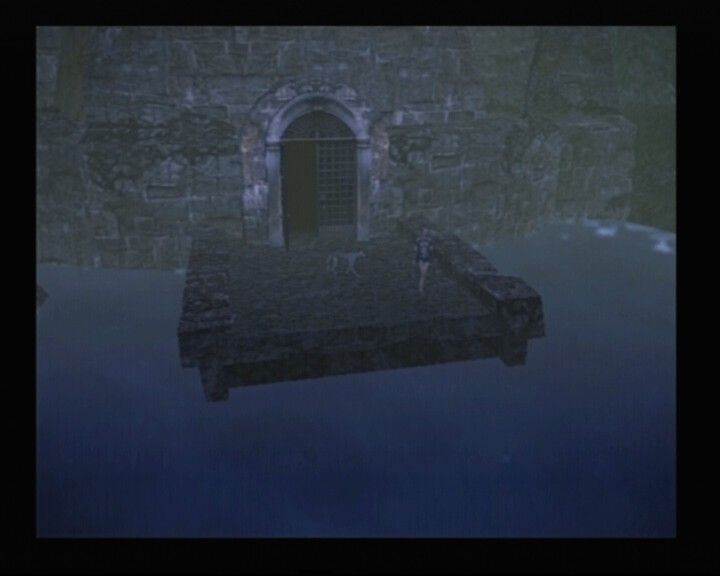 Haunting Ground (PlayStation 2) screenshot: Oh no, the bridge is gone, gotta find a way to raise it somehow