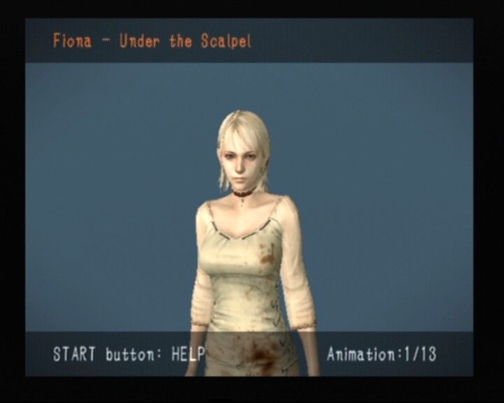 Haunting Ground (PlayStation 2) screenshot: Animation viewer lets you see characters' various animations and outfits