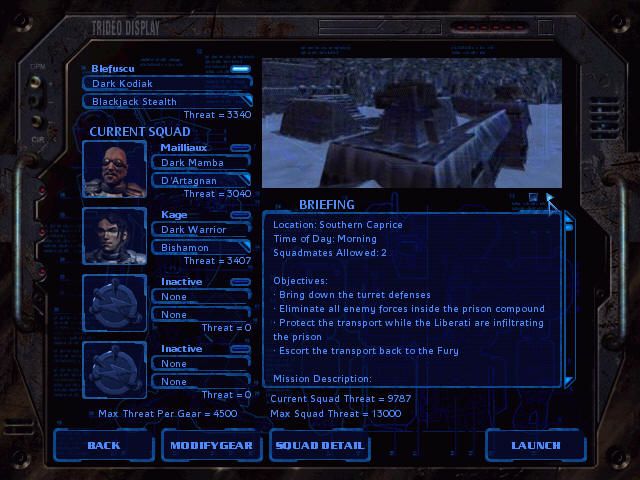Heavy Gear II (Windows) screenshot: Each mission brief has a small video