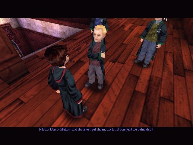 Harry Potter and the Sorcerer's Stone (Windows) screenshot: Draco Malfoy and his gang - better avoid him