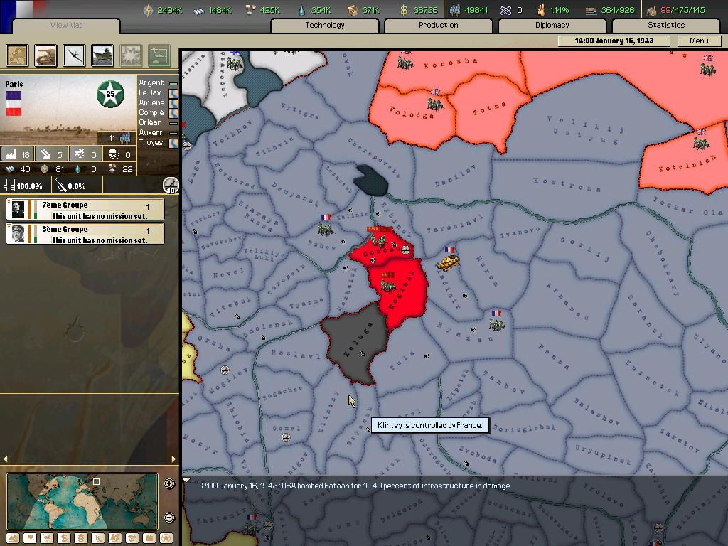 Hearts of Iron II (Windows) screenshot: What it left of USSR