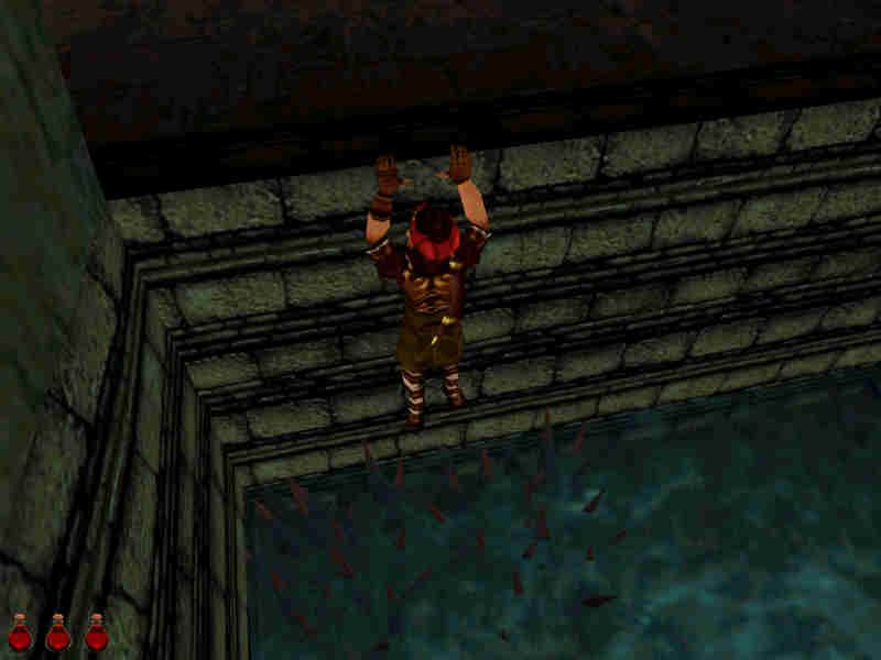 Prince of Persia 3D (Windows) screenshot: The prince narrowly missing a spike trap