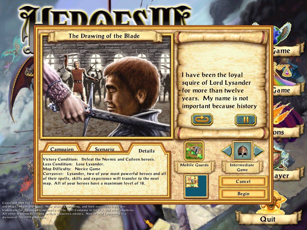 Heroes of Might and Magic IV (Windows) screenshot: Campaign details