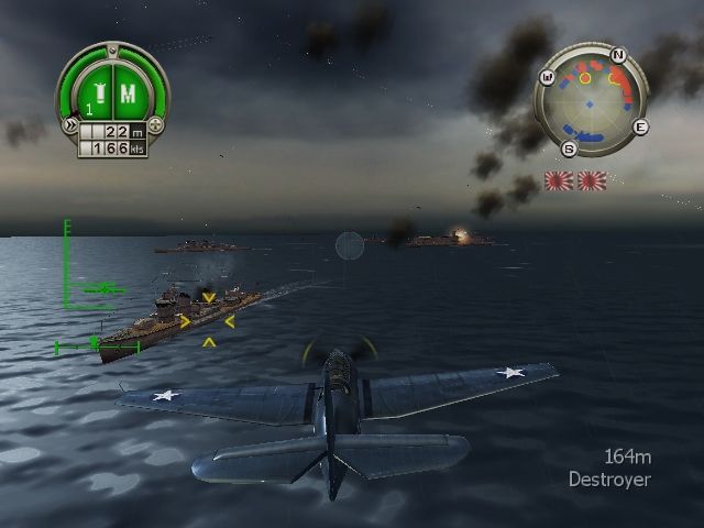 Heroes of the Pacific (Xbox) screenshot: Avenger attacking destroyer