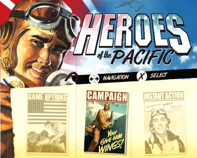 Heroes of the Pacific (PlayStation 2) screenshot: Main Menu