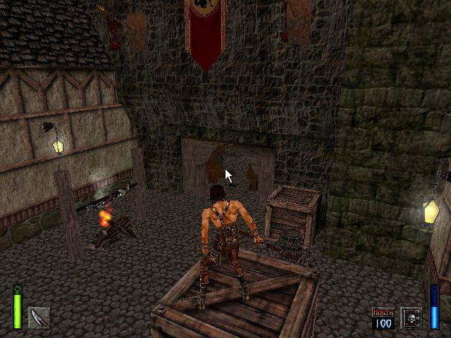 Heretic II (Windows) screenshot: look below, Human Steak