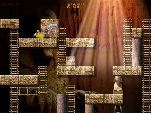 La Vallée Des Rois (Windows) screenshot: The big blocks move slower and can cause platforms to break under the weight.