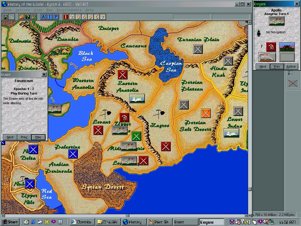 History of the World (Windows) screenshot: Typical Opening Move