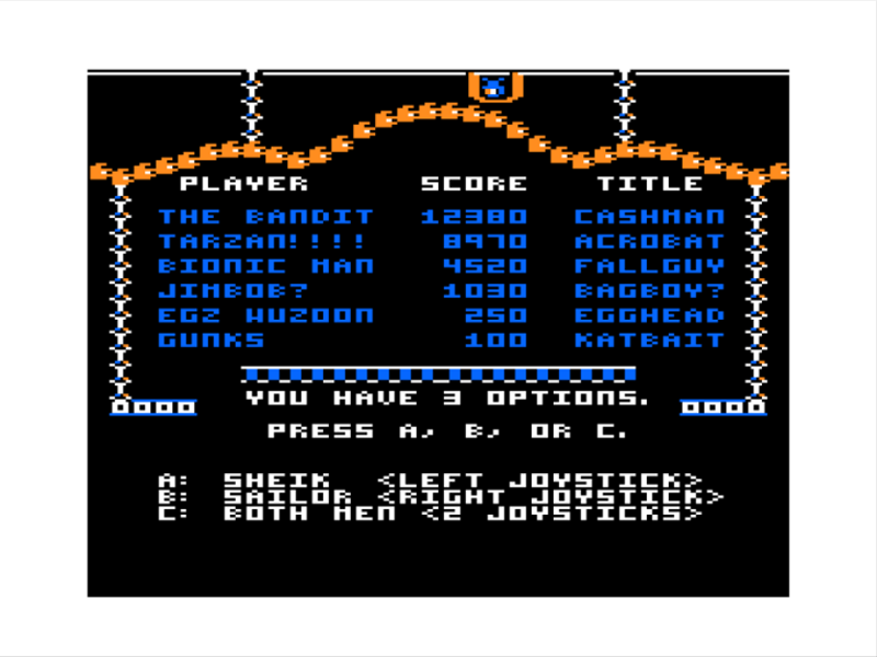 Cashman (TRS-80 CoCo) screenshot: High Scores