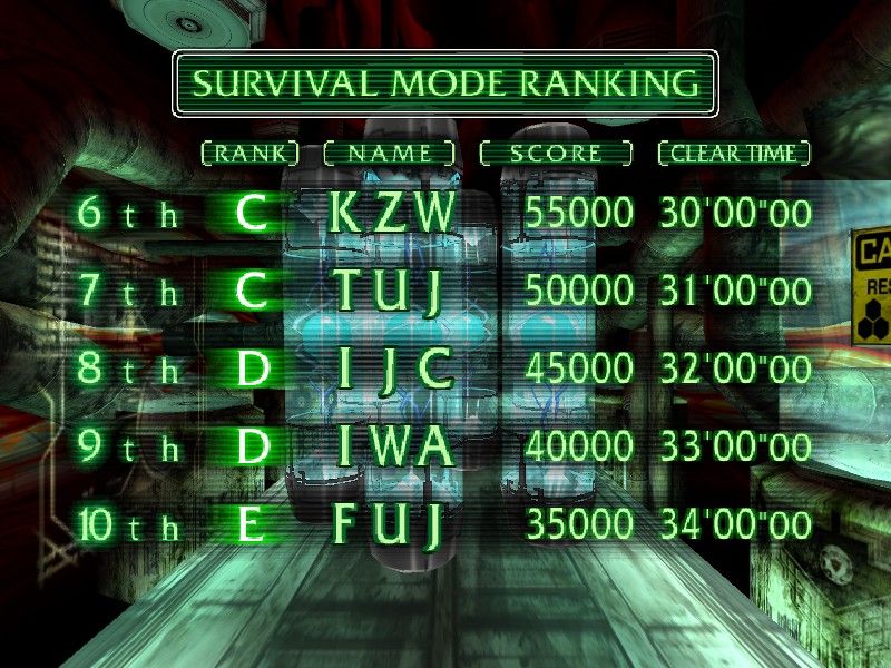 The House of the Dead III (Windows) screenshot: Survival Mode Ranking