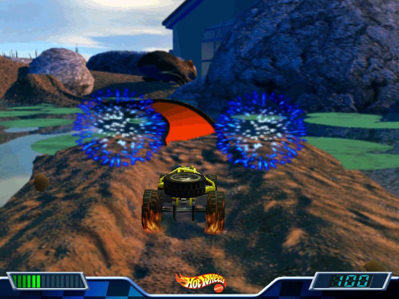 Hot Wheels: Stunt Track Driver 2: GET 'N DIRTY (Windows) screenshot: After doing a trick (rolling or twisting in air) and a successful landing