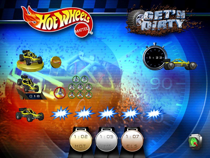 Hot Wheels: Stunt Track Driver 2: GET 'N DIRTY (Windows) screenshot: Race results - Coins, Tricks and Wipe-outs