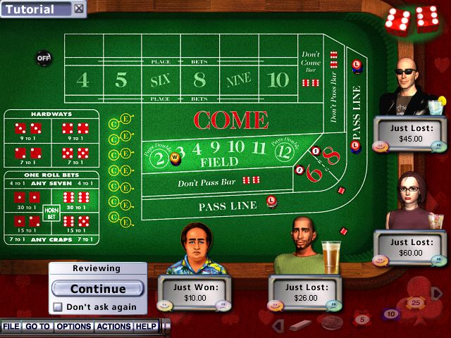 Hoyle Casino 2004 (Windows) screenshot: You can even simulate a die roll on craps