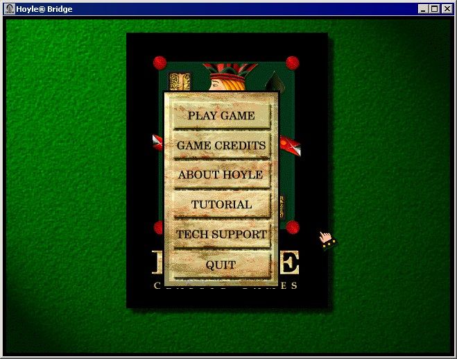 Hoyle Bridge (Windows) screenshot: The main menu.
