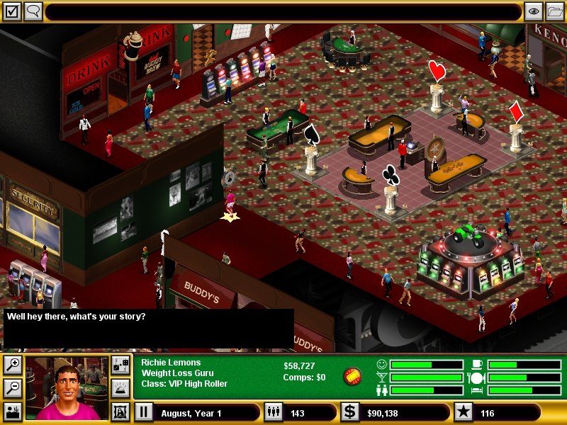 Hoyle Casino Empire (Windows) screenshot: Another lookalike celebrity. I suddenly feel the need to work out.