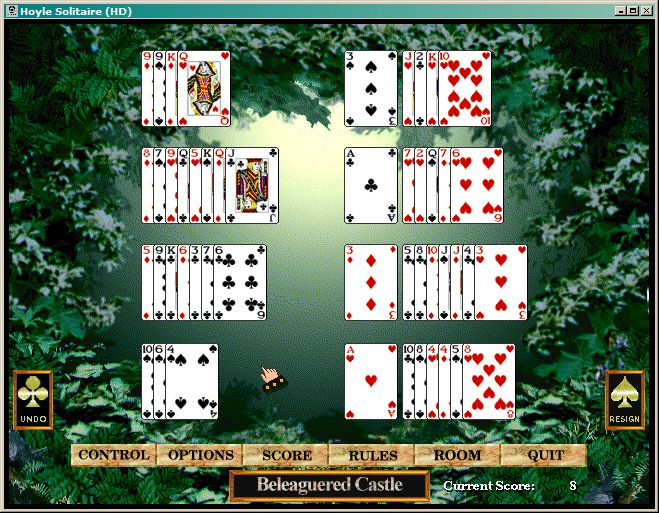 Hoyle Solitaire (Windows) screenshot: Beleagered Castle