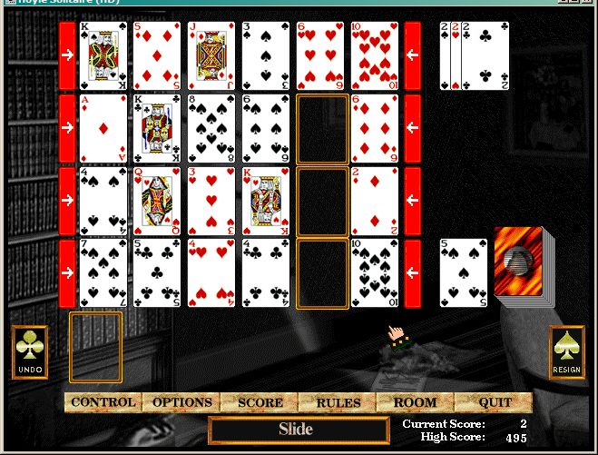 Hoyle Solitaire (Windows) screenshot: Slide - hard to win, but still one of my favorites