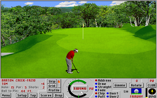 Links: Championship Course - Barton Creek (DOS) screenshot: Chipping to the green (Links 386 SVGA version)