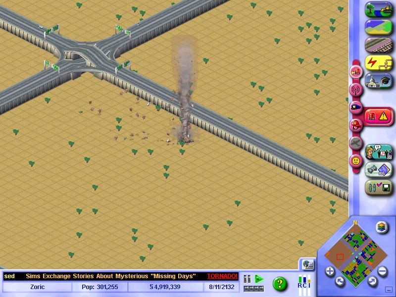 SimCity 3000 Unlimited (Windows) screenshot: A Tornado