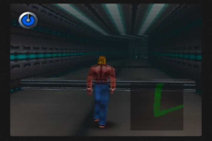 Hybrid Heaven (Nintendo 64) screenshot: Exploring a long, dull hallway