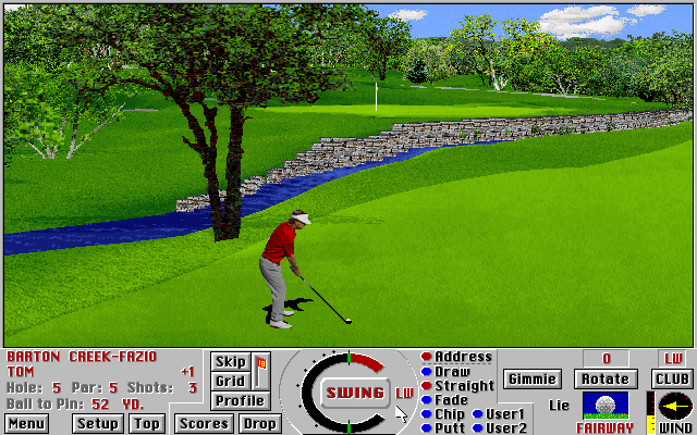 Links: Championship Course - Barton Creek (DOS) screenshot: A short shot to the green (Links 386 SVGA version)