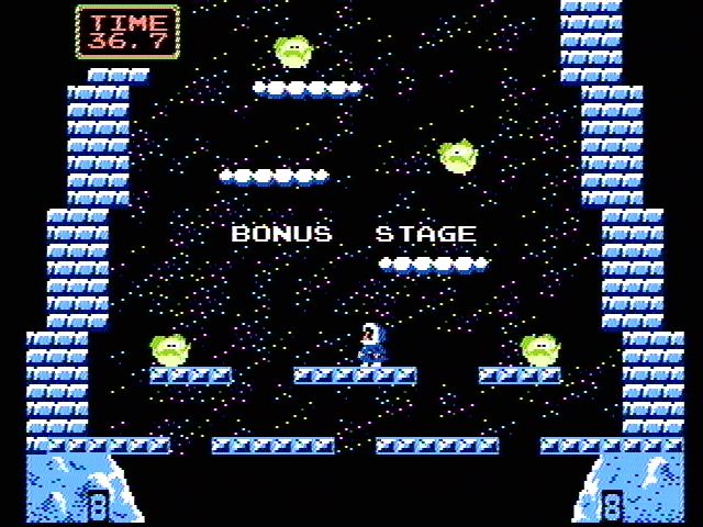 Ice Climber (NES) screenshot: Can you complete the bonus stage?