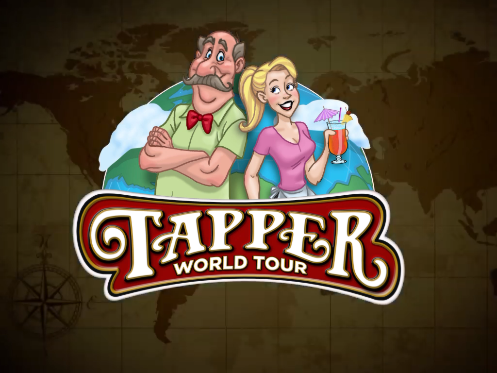 Tapper World Tour (iPad) screenshot: Nice title card at the beginning of the Credits