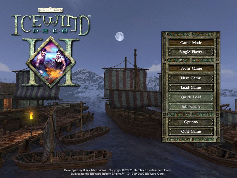 Icewind Dale II (Windows) screenshot: Main menu
