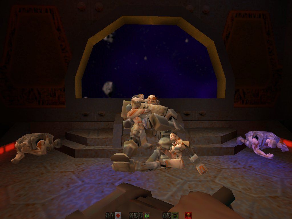 Quake II (Windows) screenshot: The "real" Strogg leader... or just a Superfly Strogg Tank