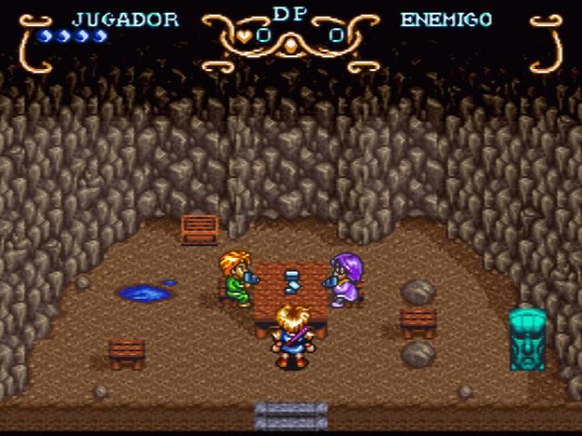 Illusion of Gaia (SNES) screenshot: In this cave Will and his friends play cards