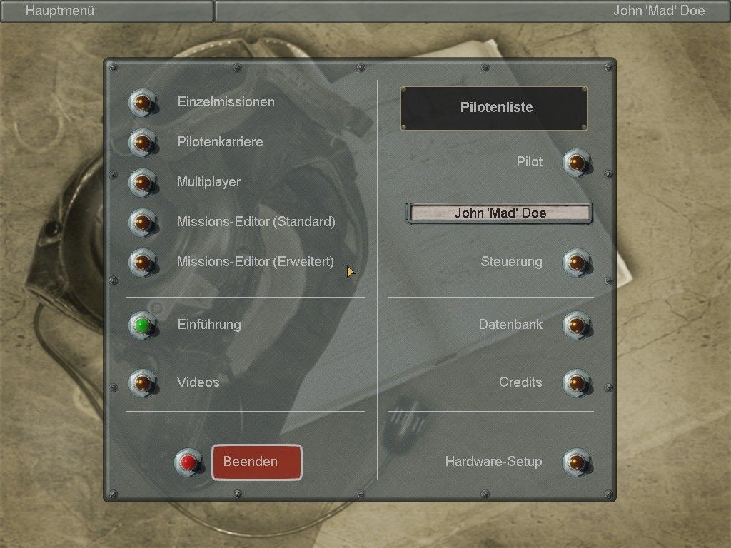 IL-2 Sturmovik (Windows) screenshot: Main menu