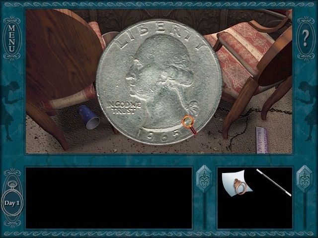 Nancy Drew: The Final Scene (Windows) screenshot: When you find an object, it is shown in full view before it goes into your inventory window (bottom right).