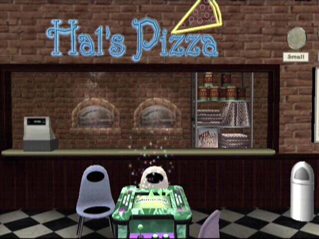 Intellivision Lives! (Xbox) screenshot: Everything takes place at Hal's Pizza, an eighties pizza parlor.