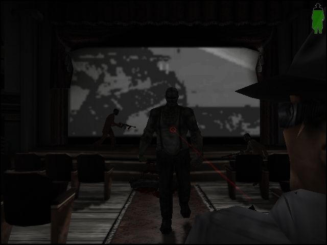Nocturne (Windows) screenshot: Even a trip to the movies can become dangerous.