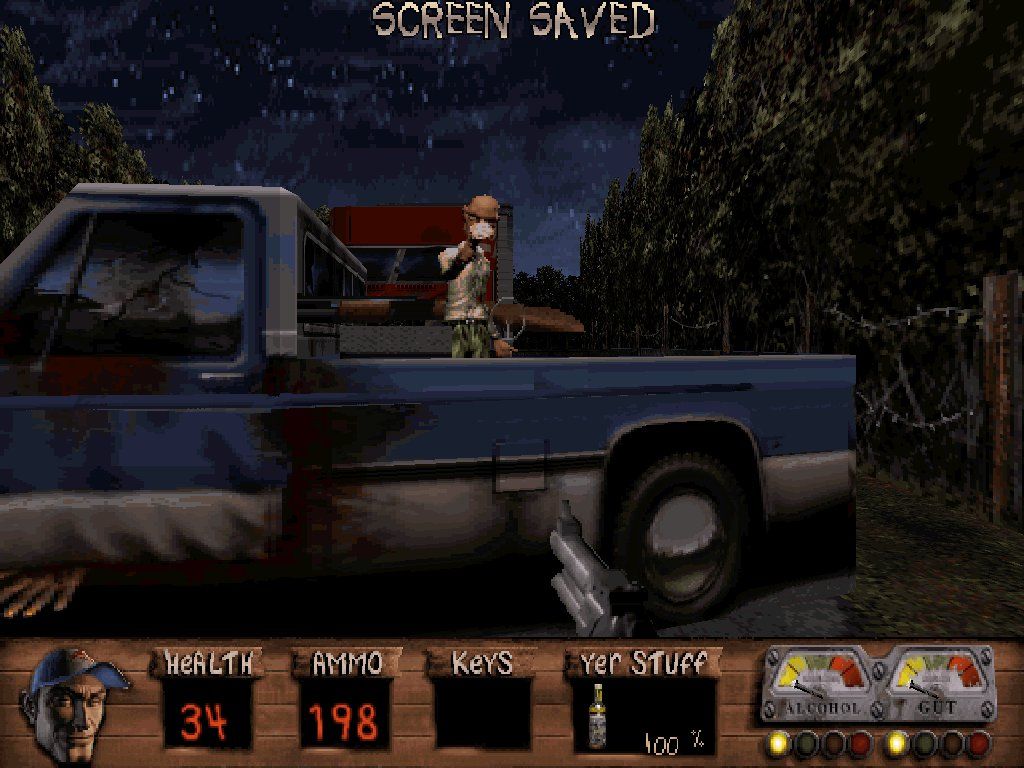 Redneck Rampage (DOS) screenshot: Bringing new meaning to the term "Road Rage"