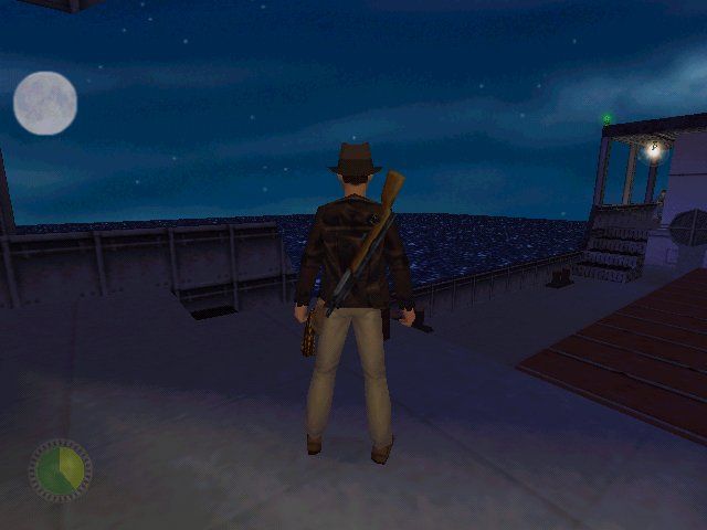 Indiana Jones and the Infernal Machine (Windows) screenshot: One of the places include being imprisoned onboard a Soviet cargo ship.
